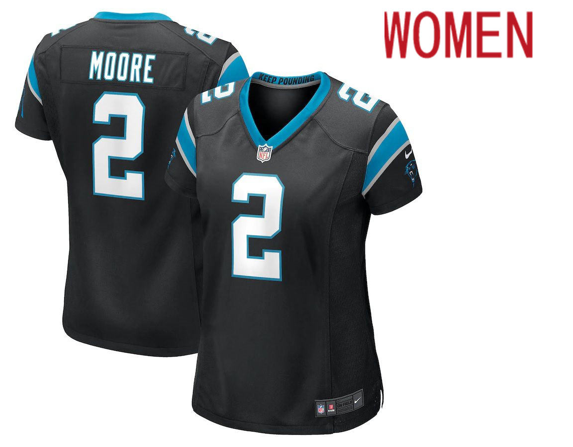 Women Carolina Panthers #2 DJ Moore Nike Black Game Player NFL Jersey->women nfl jersey->Women Jersey